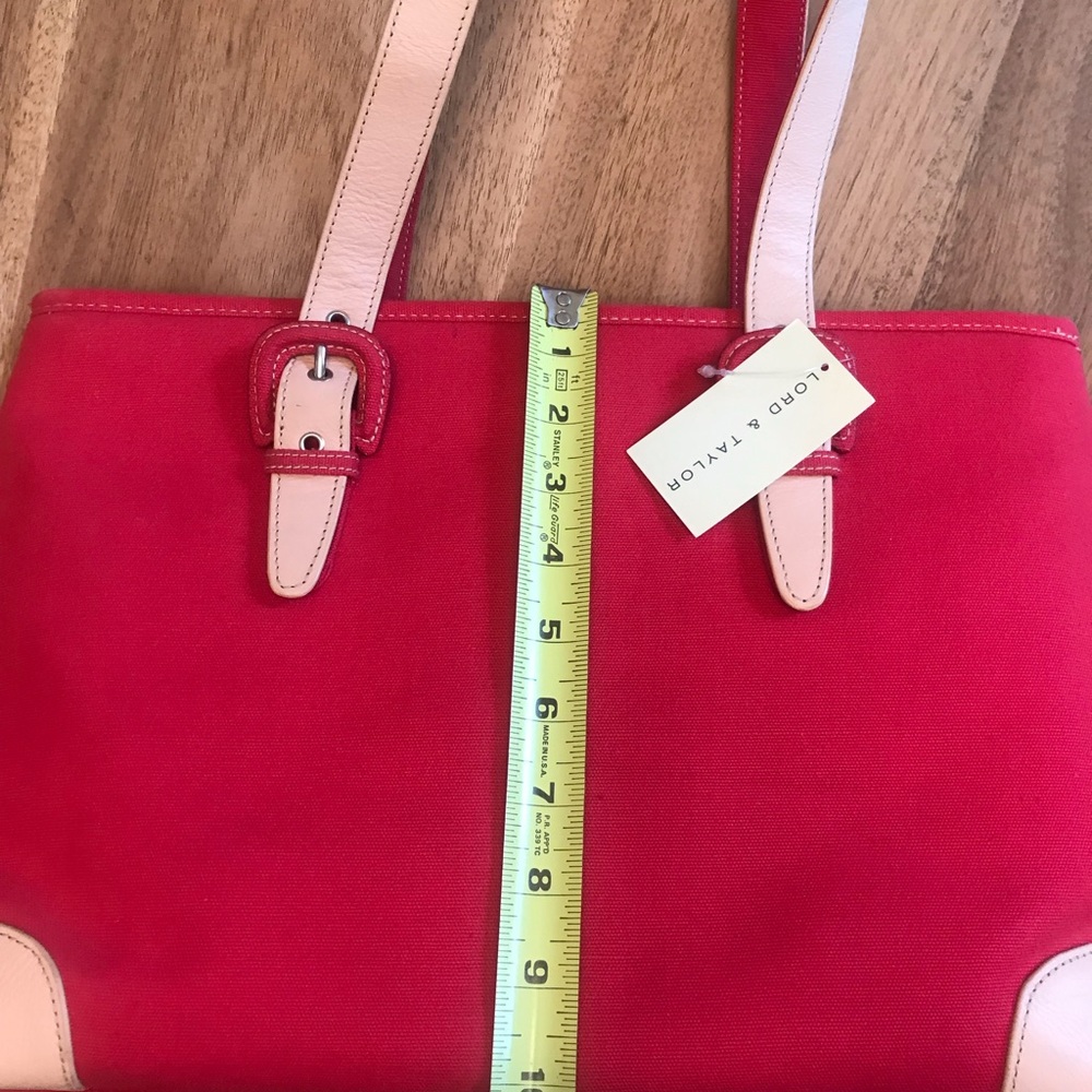 Lord & Taylor Red Canvas Shoulder Tote - Picture 2 of 4